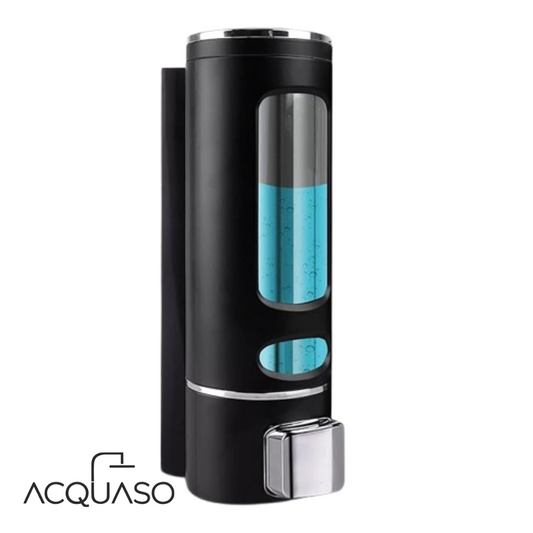 ACQUASO Multipurpose Wall Mounted ABS Plastic Soap Dispenser Wall Mounted for Bathroom Wash Basin Kitchen Sink for Lotion/Conditioner/Shampoo/Liquid Sanitizer/Gel Dispenser 400 ml (Pack of 1, Black)