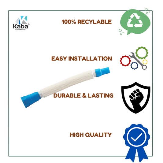 KABA 35-Inch Collapsible PVC Waste Pipe | Extendable 14–35 Inch Drain Hose | Leak-Proof Connector | Flexible & Durable for Kitchen Sink & Bathroom Basin