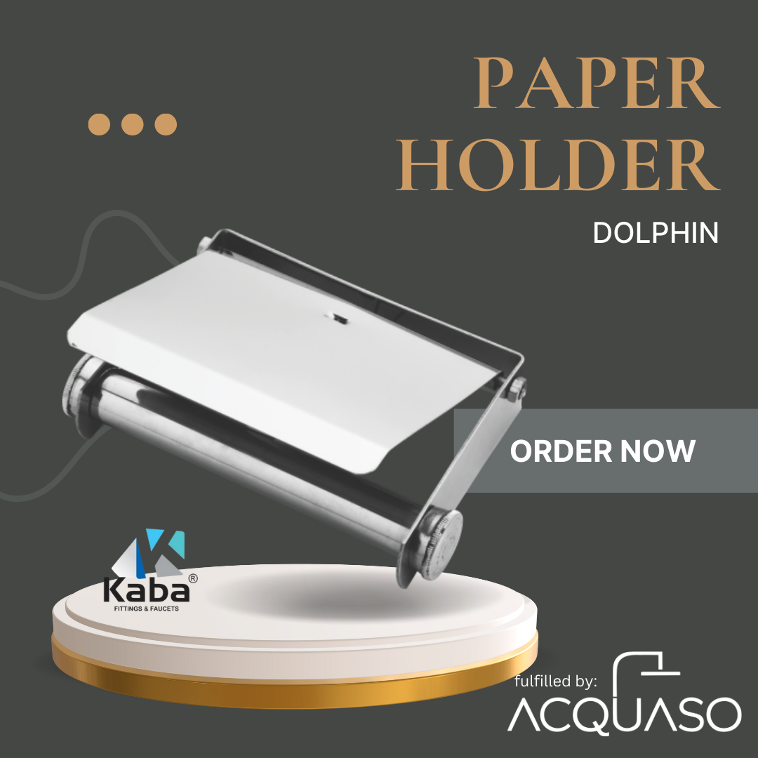 KABA DOLPHIN SUS304 Stainless Steel Toilet Paper Holder | Wall-Mounted Polished Tissue Roll Dispenser | Irregular Modern Design for Bathroom, Hotel & Villa Use | 1-Year Warranty