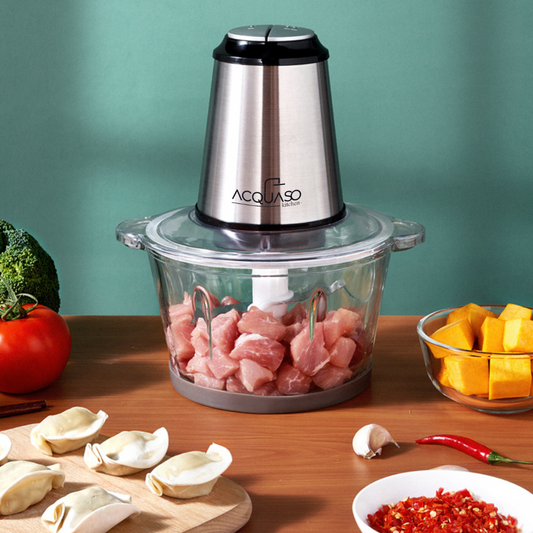 EDGE PRO Electric Vegetable & Meat Chopper | Food Processor | Vegetables, Meat, Nuts, Herbs | 1L Glass Bowl | 200W Motor | 4 Sharp Stainless Steel Blades | 2-Speed Control | Multipurpose Food Processor | Fulfilled by Acquaso