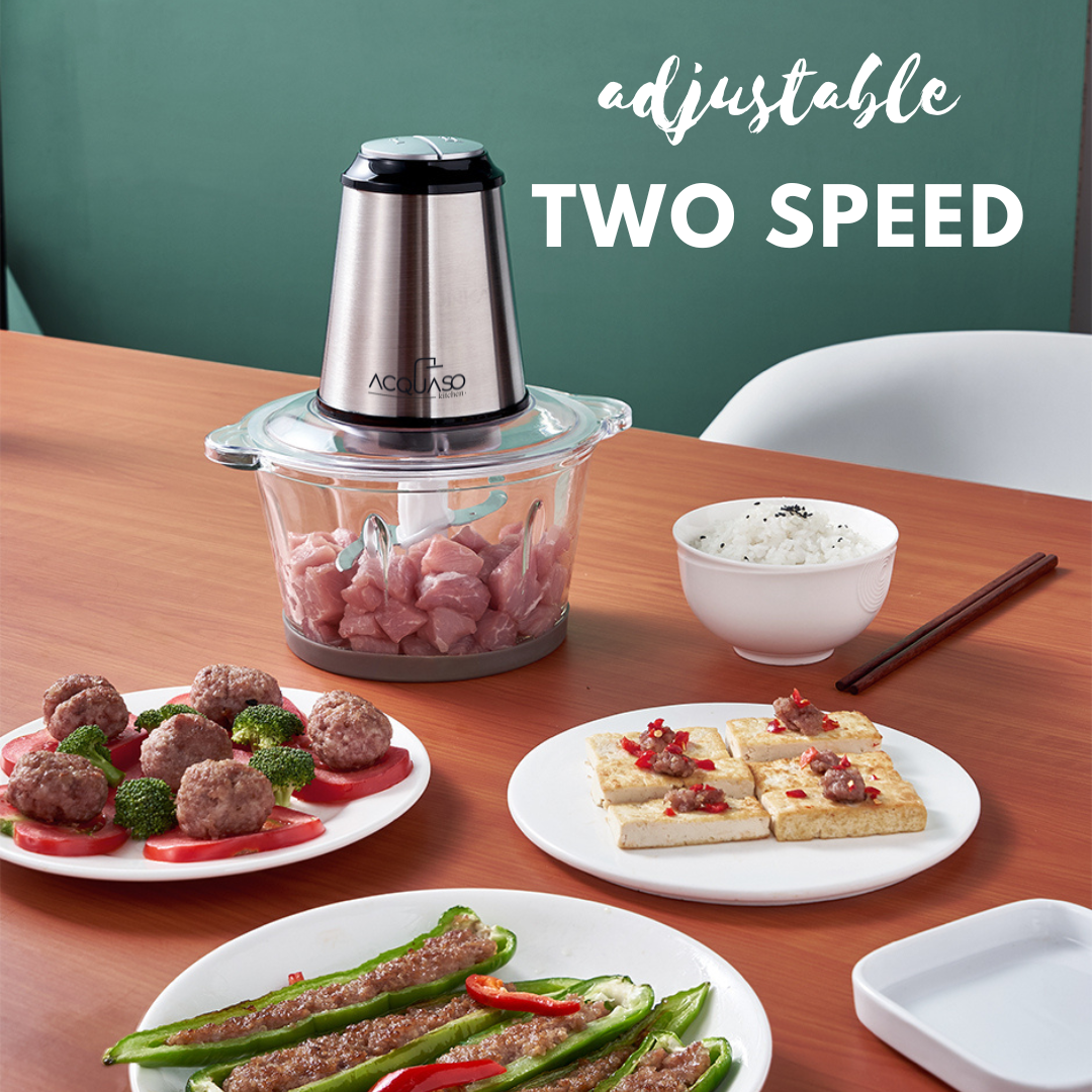 EDGE PRO Electric Vegetable & Meat Chopper | Food Processor | Vegetables, Meat, Nuts, Herbs | 1L Glass Bowl | 200W Motor | 4 Sharp Stainless Steel Blades | 2-Speed Control | Multipurpose Food Processor | Fulfilled by Acquaso