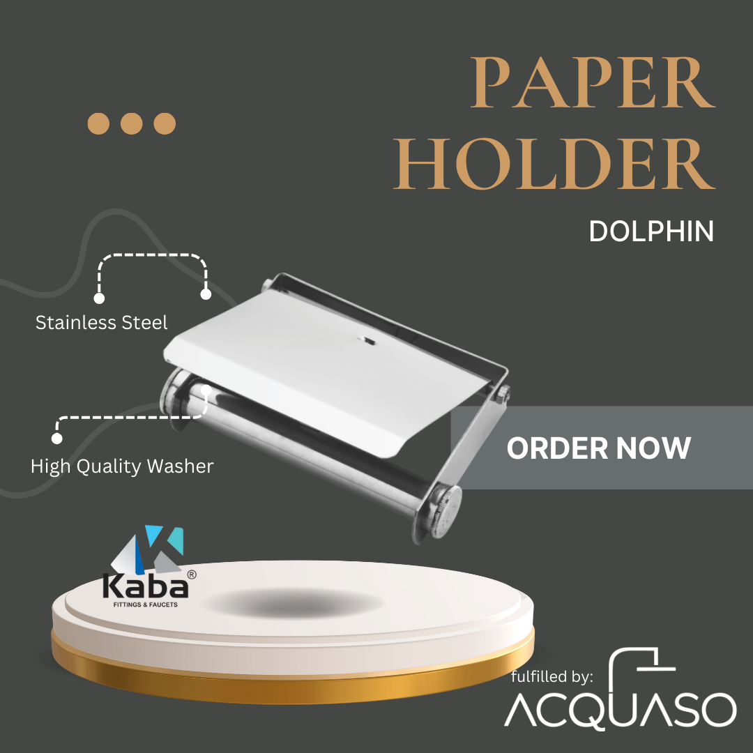 KABA DOLPHIN SUS304 Stainless Steel Toilet Paper Holder | Wall-Mounted Polished Tissue Roll Dispenser | Irregular Modern Design for Bathroom, Hotel & Villa Use | 1-Year Warranty