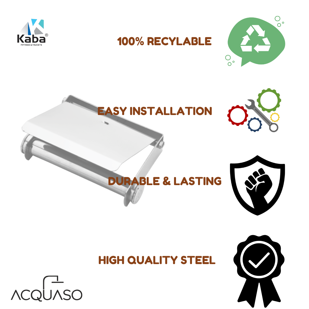 KABA DOLPHIN SUS304 Stainless Steel Toilet Paper Holder | Wall-Mounted Polished Tissue Roll Dispenser | Irregular Modern Design for Bathroom, Hotel & Villa Use | 1-Year Warranty