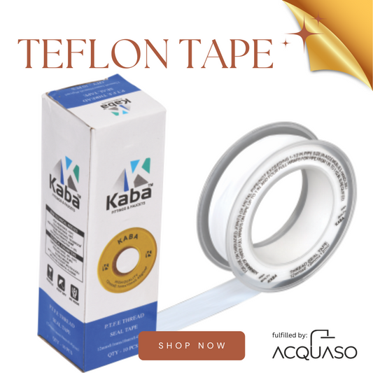 KABA White PTFE Teflon Tape for Plumbing – 10 Rolls Box | 12mm x 10m Each | High-Density Thread Sealant for Water, Gas, and Air Pipes | Leak-Proof, Dust-Protected