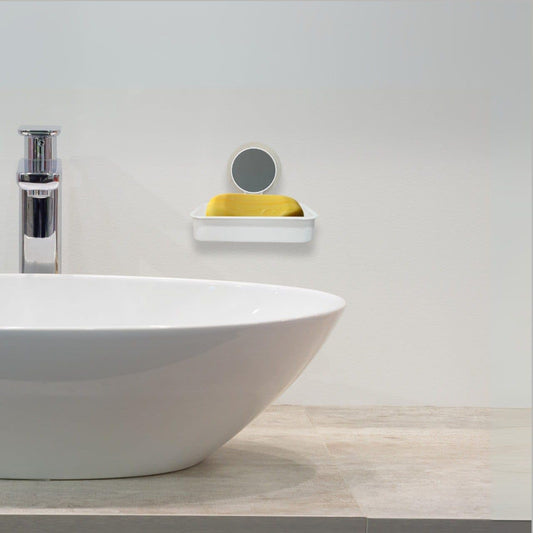 ACQUASO Self-Adhesive Soap Dish | White Plastic Wall-Mounted Holder with Drainage | Compact & Waterproof for Bathroom, Kitchen & Shower | Pack of 2