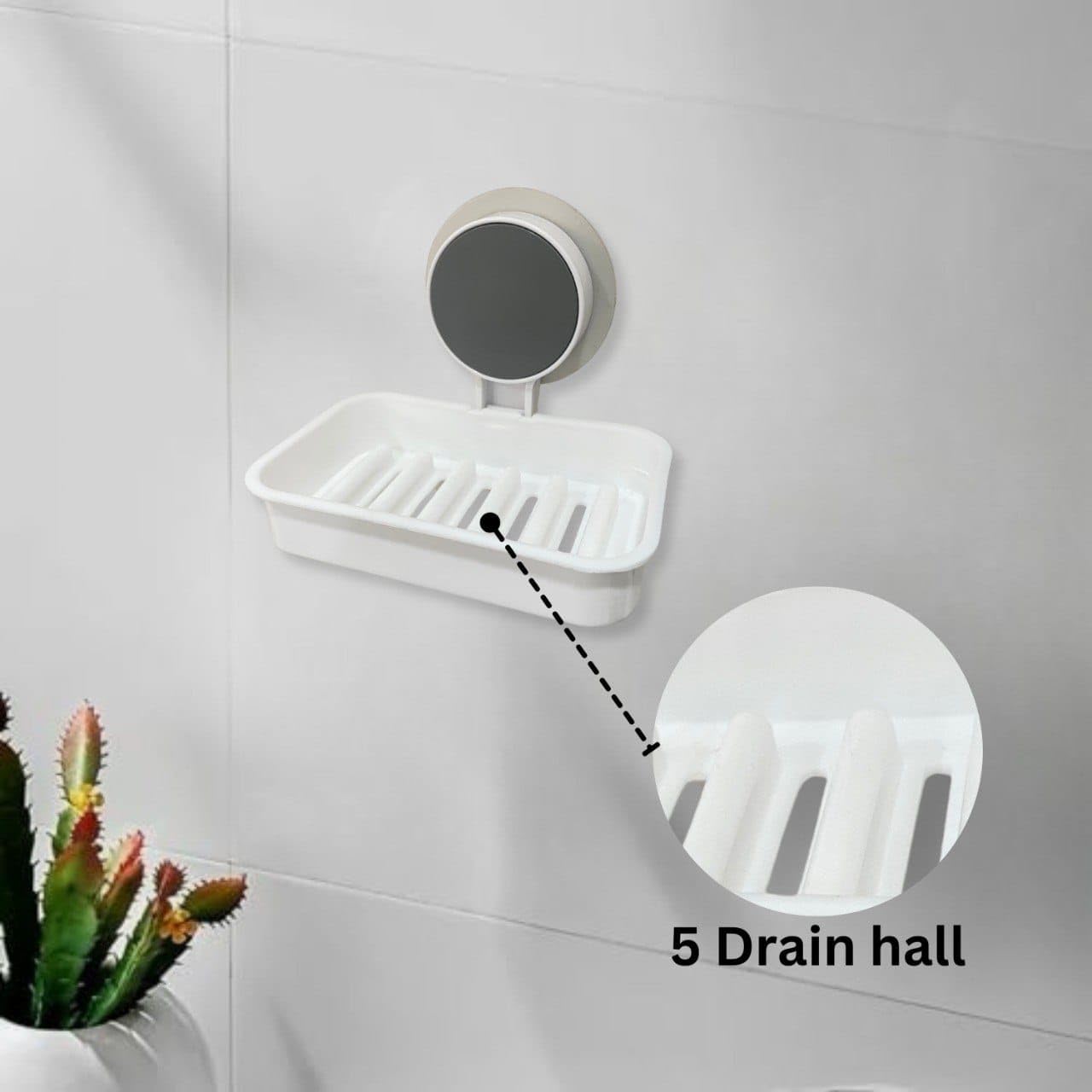 ACQUASO Self-Adhesive Soap Dish | White Plastic Wall-Mounted Holder with Drainage | Compact & Waterproof for Bathroom, Kitchen & Shower | Pack of 2