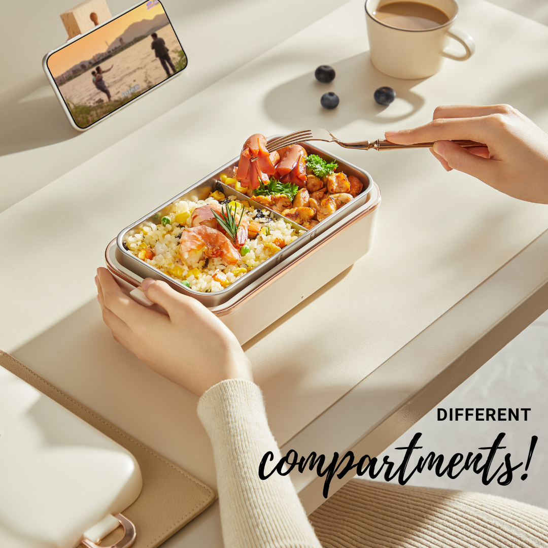 BENTO Electric Lunch Box | 0.8L Portable Food Warmer | Stainless Steel Inner Container | 70°C Constant Heat | Leak-Proof Design for Office, School & Travel | Fulfilled by Acquaso