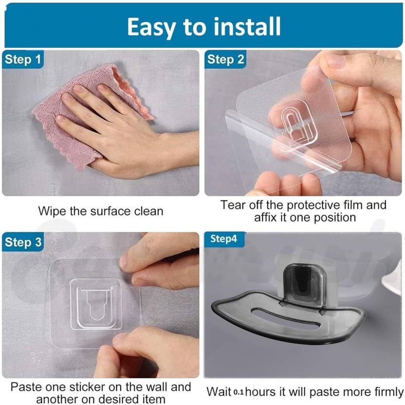 Wall-Mounted Soap Dish | Transparent Plastic Self-Adhesive Holder with Drainage | Waterproof & No-Drill Installation | Bathroom & Kitchen Organizer | Pack of 2