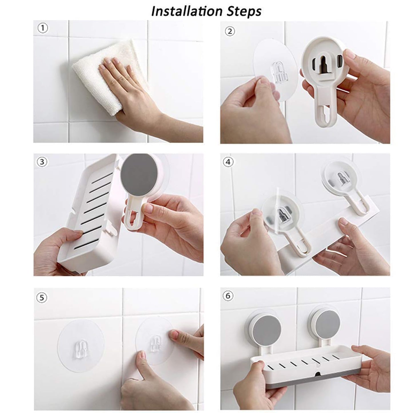 ACQUASO Self-Adhesive Soap Dish | White Plastic Wall-Mounted Holder with Drainage | Compact & Waterproof for Bathroom, Kitchen & Shower | Pack of 2