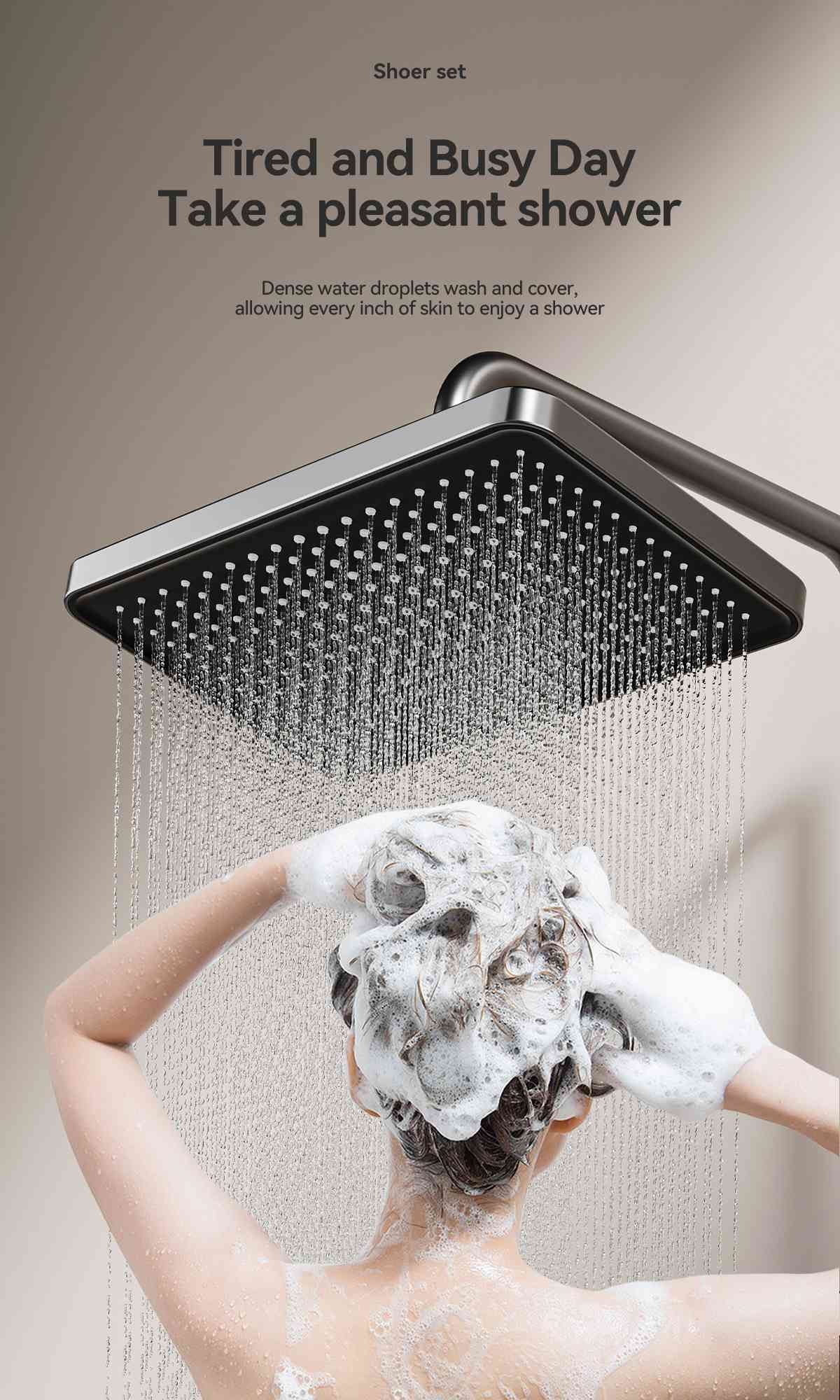 ACQUASO A25 Thermostatic Shower Faucet Set | Wall-Mounted Aluminum Body | Square Rainfall Shower Head | Hot & Cold Mixer | Modern Bathroom Shower System | Wall Mixer with Shower