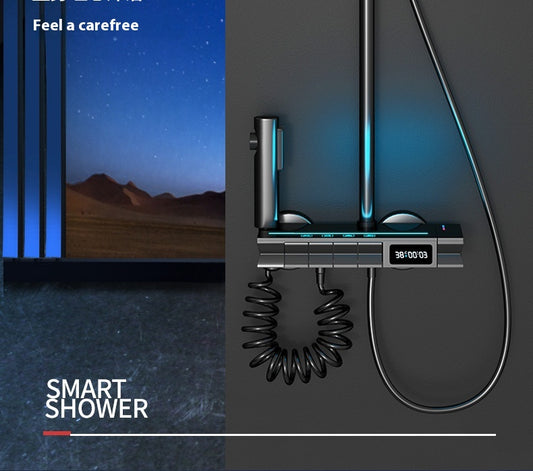 ACQUASO A17 Thermostatic Brass Shower Set | In-Wall Mounted Rectangle Rain Shower | Brushed Finish | Massage Spray Mode | Single Handle Mixer | Modern Bathroom Fixture