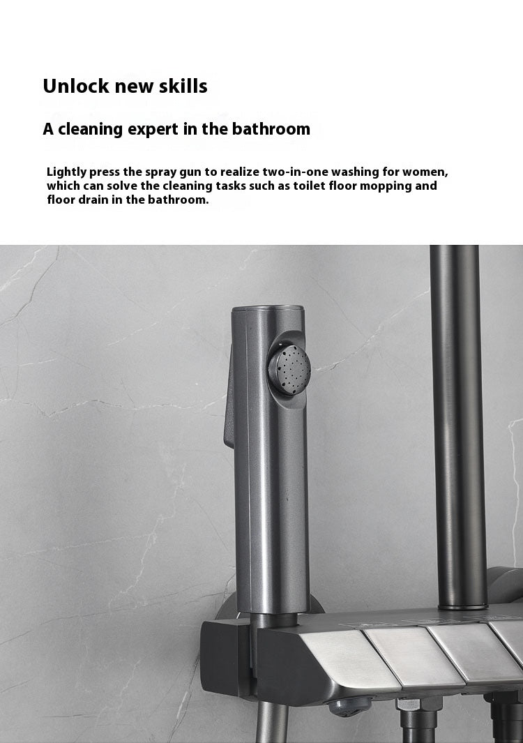 ACQUASO A11 Dual Handle Thermostatic Shower Faucet Set | In-Wall Mounted Rectangle Rain Shower | Brushed Metal Finish | 4 Spray Modes | 1-Year Warranty | Modern Bathroom System