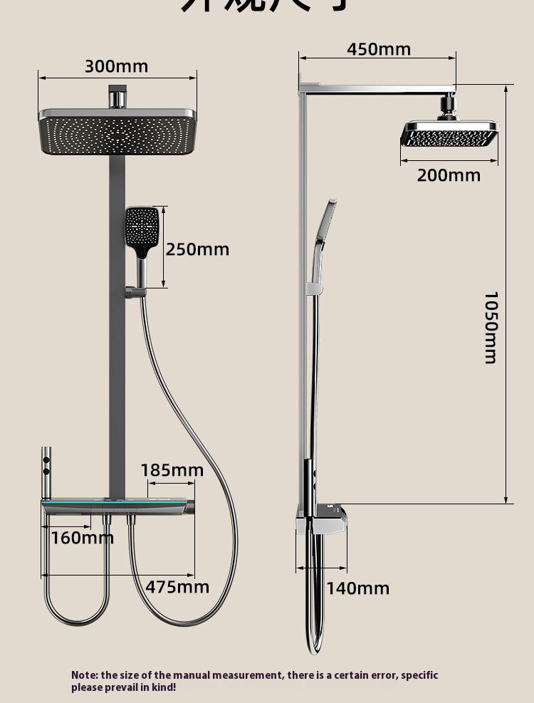 ACQUASO A19 Thermostatic Brass Shower Set | Chrome Finish Rectangle Rain Shower | In-Wall Mounted | 4 Spray Modes | Single Handle Mixer | Modern Bathroom Fitting