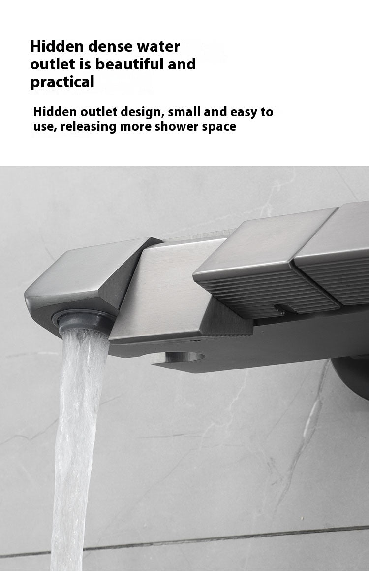 ACQUASO A11 Dual Handle Thermostatic Shower Faucet Set | In-Wall Mounted Rectangle Rain Shower | Brushed Metal Finish | 4 Spray Modes | 1-Year Warranty | Modern Bathroom System