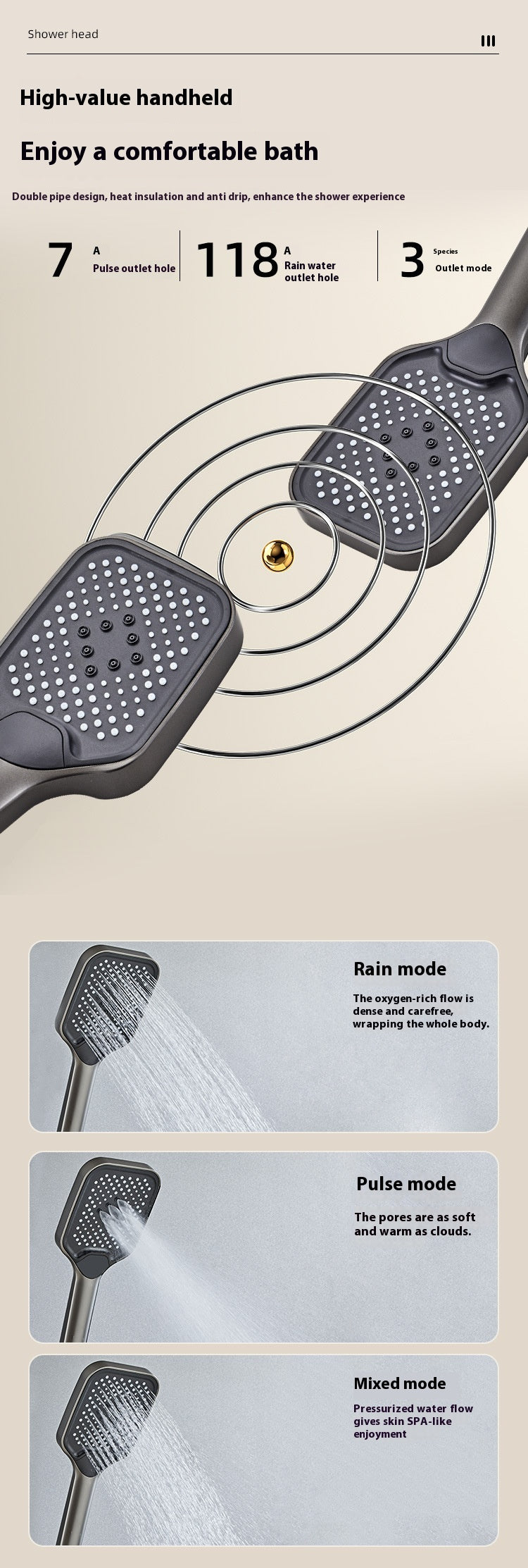 ACQUASO A18 Thermostatic Shower Set | Rectangle Rain Shower | In-Wall Mounted | Brushed Aluminum Alloy | Single Handle Mixer | 4 Spray Modes | Modern Bathroom Fixture