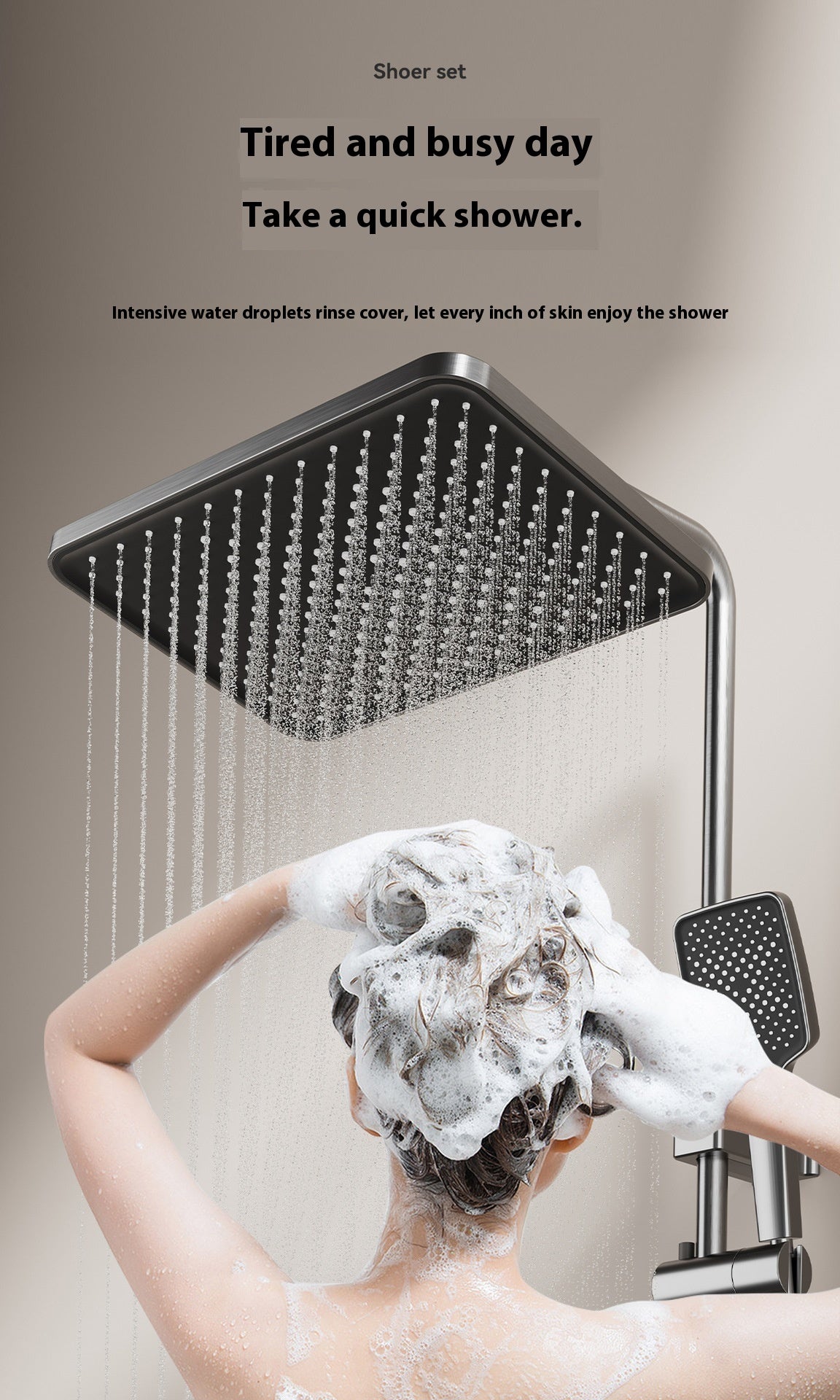 ACQUASO A9 Brass Thermostatic Shower Set with Slide Bar | Wall-Mounted Rain Shower System | Rectangle Head | Brushed Finish | Single Handle Mixer for Bathroom