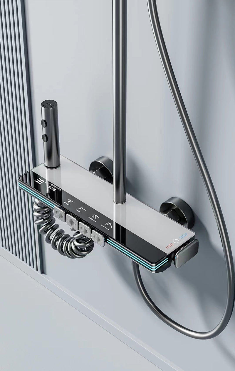 ACQUASO 2006 Multi-Handle Thermostatic Shower Set | Wall-Mounted with Slide Bar | Customizable Color Options | Gun Gray, White, Black, Gold | Polished Brass | Round Shower Head