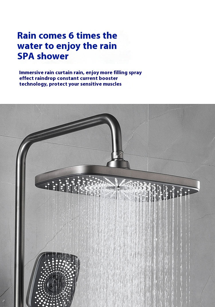 ACQUASO A11 Dual Handle Thermostatic Shower Faucet Set | In-Wall Mounted Rectangle Rain Shower | Brushed Metal Finish | 4 Spray Modes | 1-Year Warranty | Modern Bathroom System