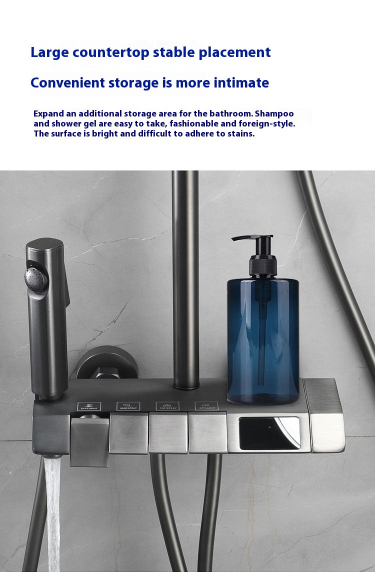 ACQUASO A11 Dual Handle Thermostatic Shower Faucet Set | In-Wall Mounted Rectangle Rain Shower | Brushed Metal Finish | 4 Spray Modes | 1-Year Warranty | Modern Bathroom System