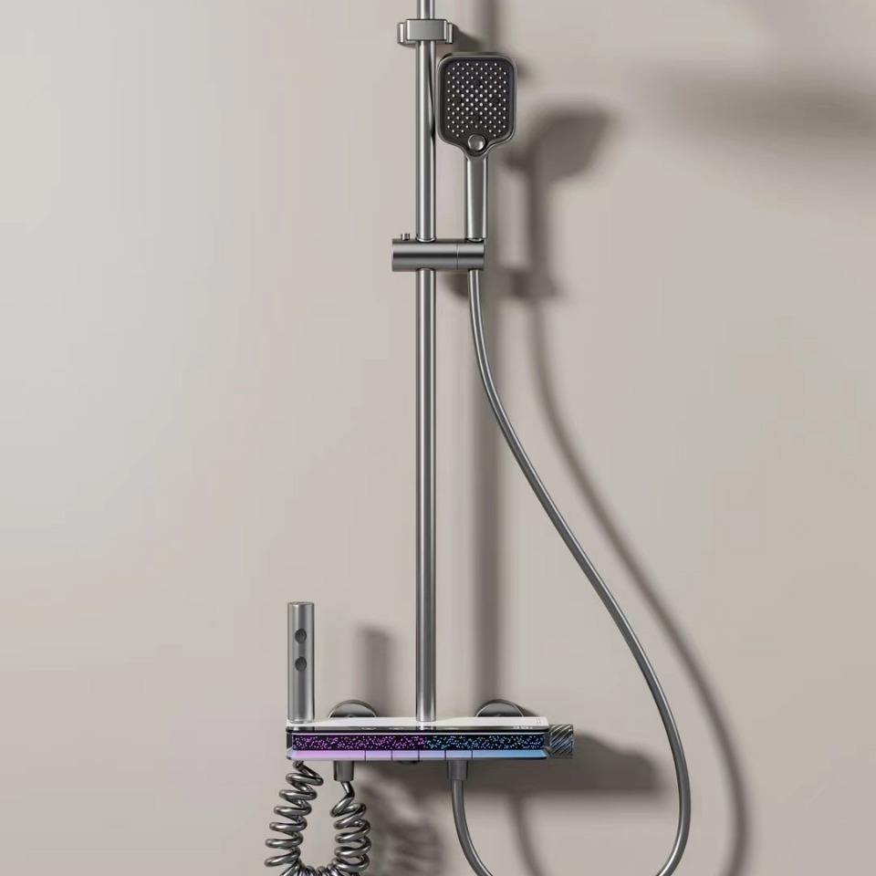 ACQUASO A18 Thermostatic Shower Set | Rectangle Rain Shower | In-Wall Mounted | Brushed Aluminum Alloy | Single Handle Mixer | 4 Spray Modes | Modern Bathroom Fixture