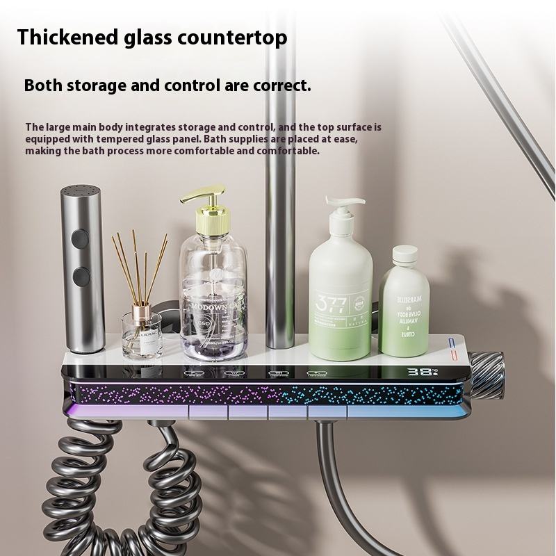 ACQUASO A18 Thermostatic Shower Set | Rectangle Rain Shower | In-Wall Mounted | Brushed Aluminum Alloy | Single Handle Mixer | 4 Spray Modes | Modern Bathroom Fixture