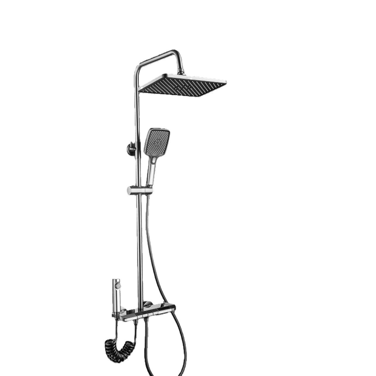 ACQUASO A31 Thermostatic Copper Shower Set | In-Wall Mounted Square Rain Shower | Galvanized Brushed Finish | Hot & Cold Mixer | Modern Bathroom Fixture