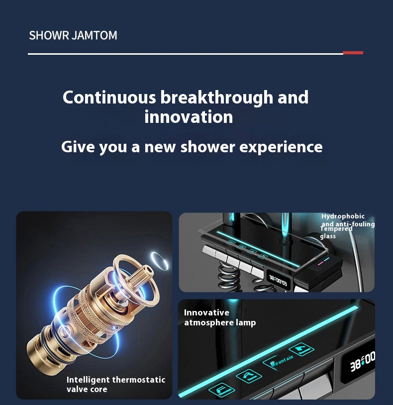 ACQUASO A17 Thermostatic Brass Shower Set | In-Wall Mounted Rectangle Rain Shower | Brushed Finish | Massage Spray Mode | Single Handle Mixer | Modern Bathroom Fixture