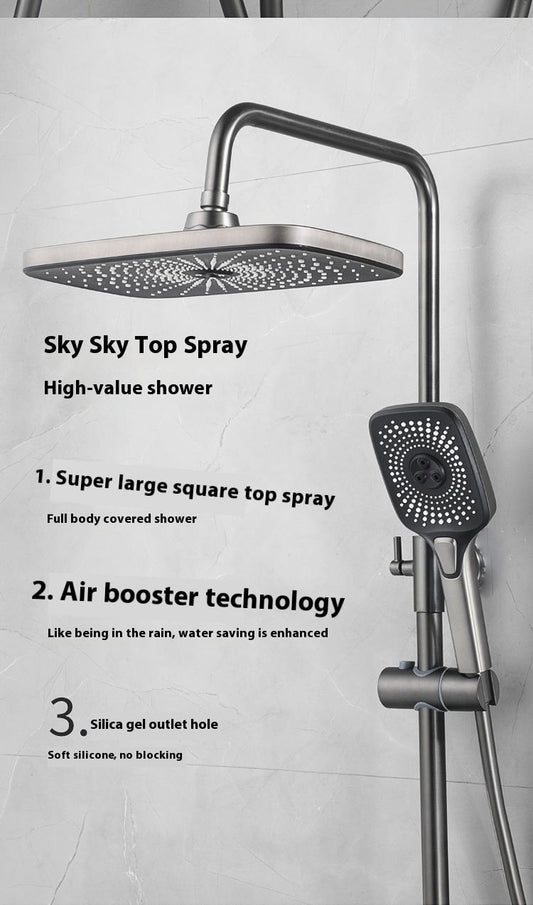 ACQUASO A11 Dual Handle Thermostatic Shower Faucet Set | In-Wall Mounted Rectangle Rain Shower | Brushed Metal Finish | 4 Spray Modes | 1-Year Warranty | Modern Bathroom System