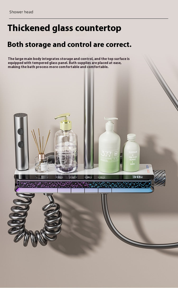 ACQUASO A18 Thermostatic Shower Set | Rectangle Rain Shower | In-Wall Mounted | Brushed Aluminum Alloy | Single Handle Mixer | 4 Spray Modes | Modern Bathroom Fixture