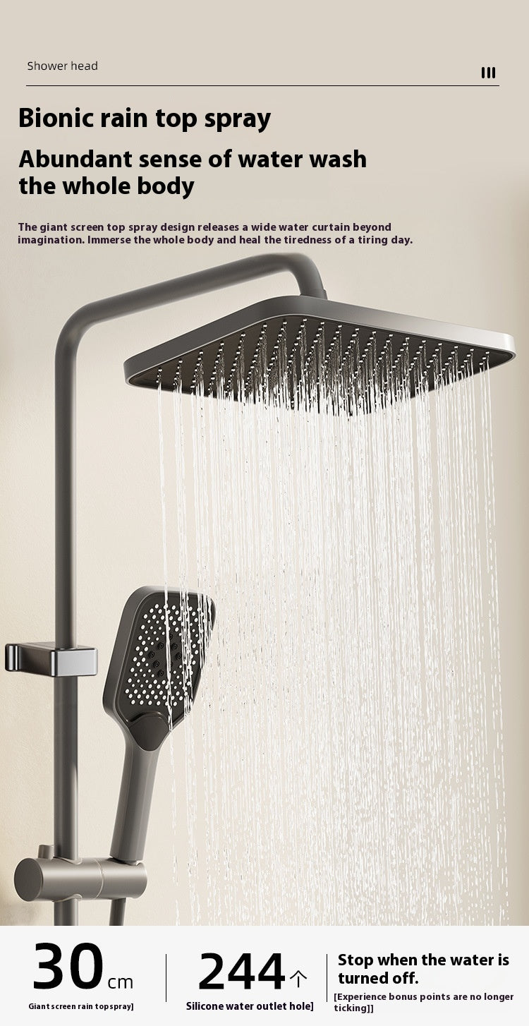 ACQUASO A18 Thermostatic Shower Set | Rectangle Rain Shower | In-Wall Mounted | Brushed Aluminum Alloy | Single Handle Mixer | 4 Spray Modes | Modern Bathroom Fixture