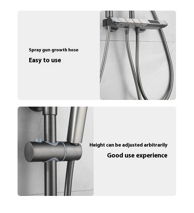 ACQUASO A11 Dual Handle Thermostatic Shower Faucet Set | In-Wall Mounted Rectangle Rain Shower | Brushed Metal Finish | 4 Spray Modes | 1-Year Warranty | Modern Bathroom System