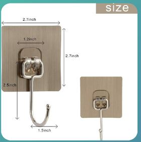 ACQUASO Self-Adhesive Heavy-Duty Wall Hook | Gold Metal Hanger for Bathroom, Kitchen, Office & Home | Holds up to 10 kg | No Drilling Required