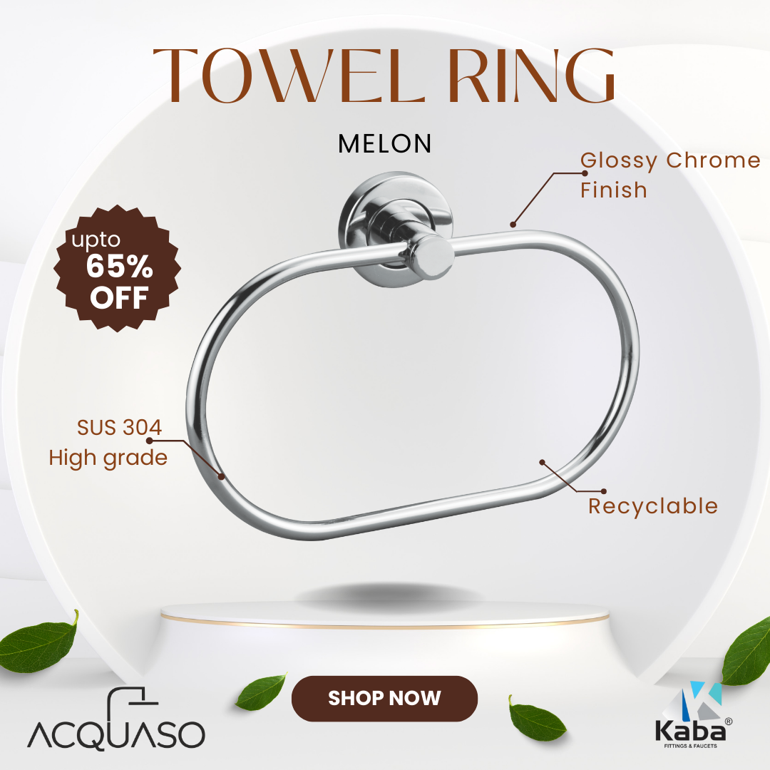 MELON Stainless Steel Oval Towel Ring | Wall Mounted Bathroom Napkin Holder | Nickel Chrome Mirror Finish | Anti-Rust & Corrosion Resistant