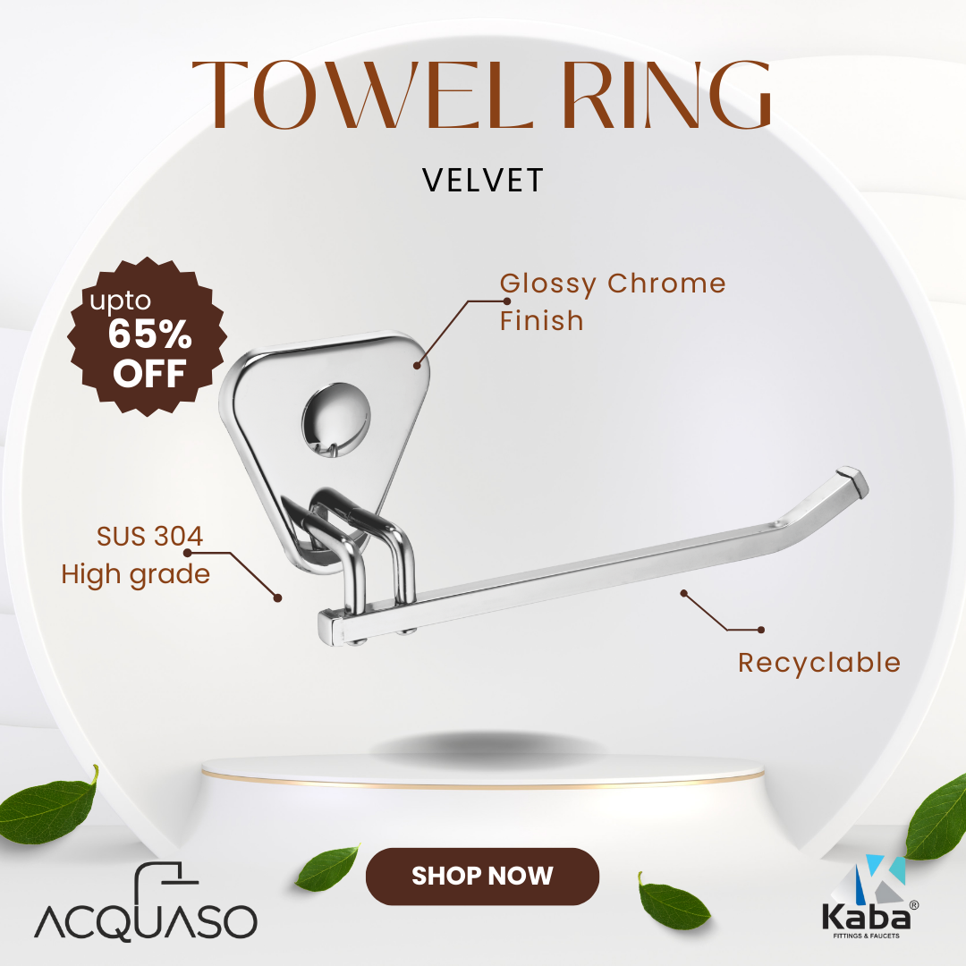 VELVET Stainless Steel Towel Ring | Wall Mounted Napkin Holder | Nickel Chrome Mirror Finish | Rust-Proof | Bathroom & Kitchen Use