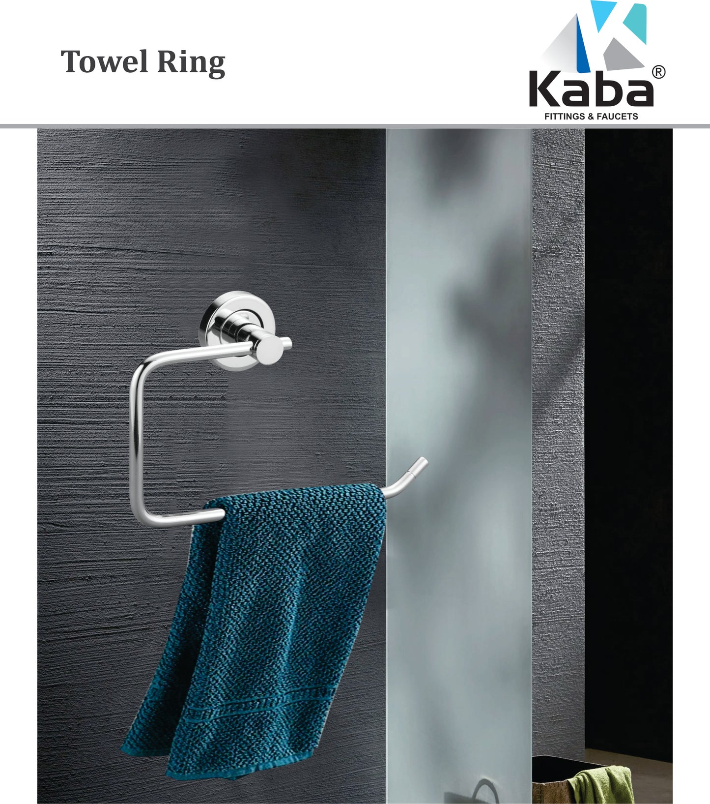 SKY Stainless Steel Towel Ring | Half-Square Design | Wall Mounted Napkin Holder | Rust-Proof | Modern Bathroom Accessory | Chrome