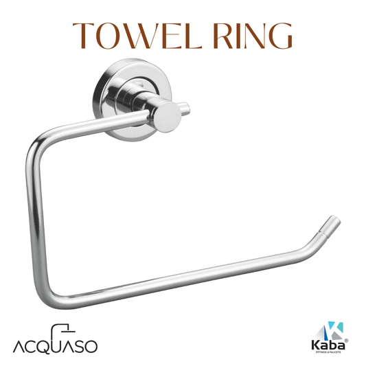 SKY Stainless Steel Towel Ring | Half-Square Design | Wall Mounted Napkin Holder | Rust-Proof | Modern Bathroom Accessory | Chrome