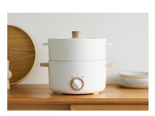 CURA PLUS Multipurpose Electric Cooker | 1.5L Non-Stick Skillet Pot with Steamer | 600W | Auto Thermostat & Temperature Control | Stainless Steel Body | Ceramic Coating | Tempered Glass Lid | Ideal for Noodles, Frying, Boiling | fulfilled by Acquaso