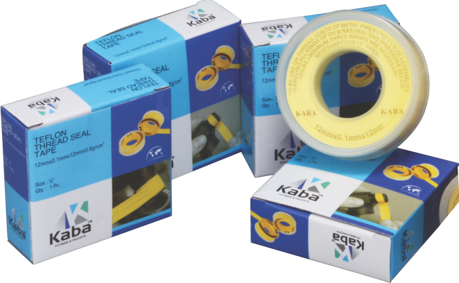 KABA Yellow PTFE Teflon Tape for Plumbing | 12mm x 10m | Leak-Proof Thread Sealant for Gas, Water & Air Pipes | High-Density Thread Tape with Protective Cover | Pack of 10