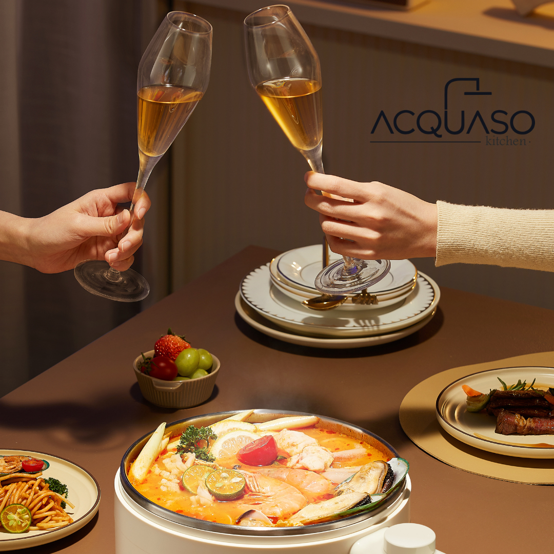 CURA PRO Multipurpose Electric Cooker | 1.8L Non-Stick Pot | 600W Fast Heating | Tempered Glass Lid | Stir Fry, Boil, Steam, Roast | Compact Ramen & Hot Pot Cooker | Fulfilled by Acquaso