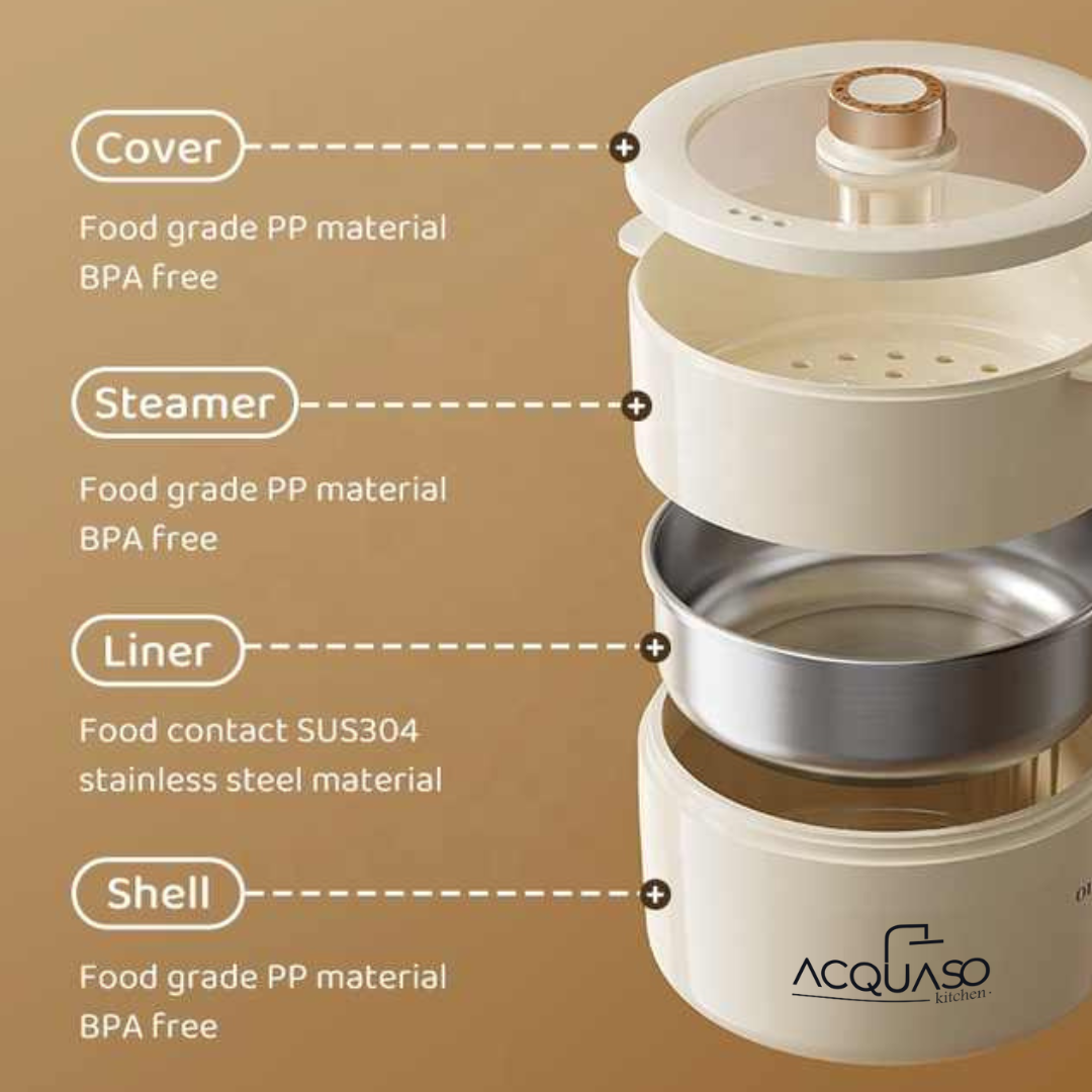 CURA PRO Multipurpose Electric Cooker | 1.8L Non-Stick Pot | 600W Fast Heating | Tempered Glass Lid | Stir Fry, Boil, Steam, Roast | Compact Ramen & Hot Pot Cooker | Fulfilled by Acquaso