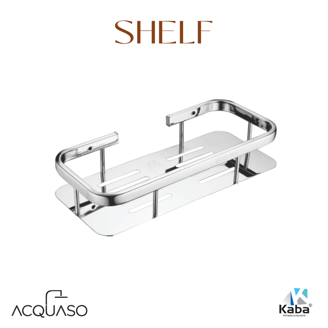 KABA PRIME Shelf – SUS304 Stainless Steel Corner Bathroom Shelf | Wall Mounted Shower/Kitchen Storage Rack | Polished Chrome Finish | Modern & Rustproof