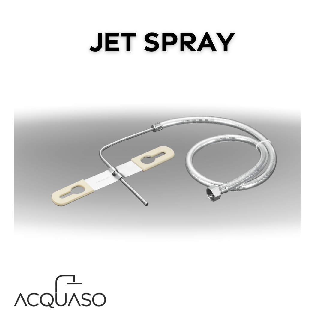 KABA AMERICAN Stainless Steel Hands-Free Jet Spray with 1.5m PVC Hose | Wall Plate Included | L-Type Indian Toilet Seat Compatible | Silver Finish