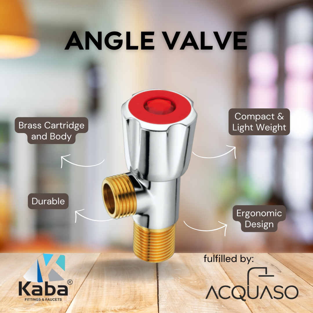 KABA Melon Brass Angle Valve ½ Inch | Chrome Finish | Wall-Mounted Stop Valve for Bathroom & Kitchen