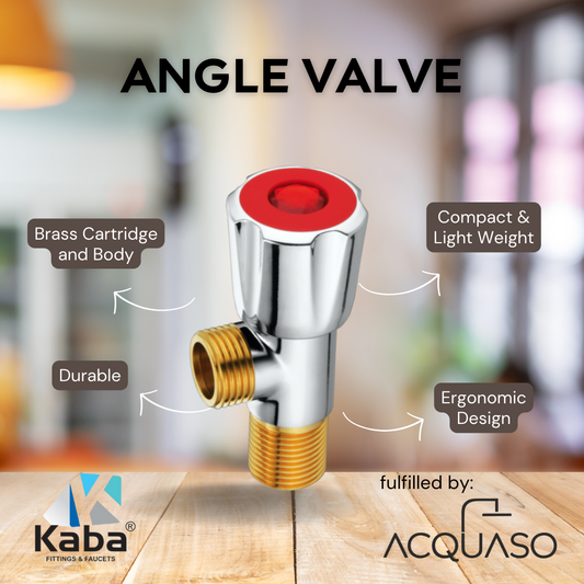 KABA Melon Brass Angle Valve ½ Inch | Chrome Finish | Wall-Mounted Stop Valve for Bathroom & Kitchen