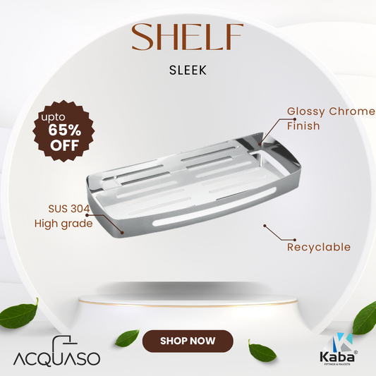 KABA SLEEK Shelf – SUS304 Stainless Steel Corner Bathroom Storage Rack | Wall-Mounted Organizer for Toiletries | Modern Design, Rust-Resistant, Large Capacity