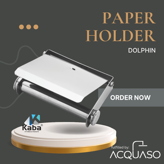 KABA DOLPHIN SUS304 Stainless Steel Toilet Paper Holder | Wall-Mounted Polished Tissue Roll Dispenser | Irregular Modern Design for Bathroom, Hotel & Villa Use | 1-Year Warranty