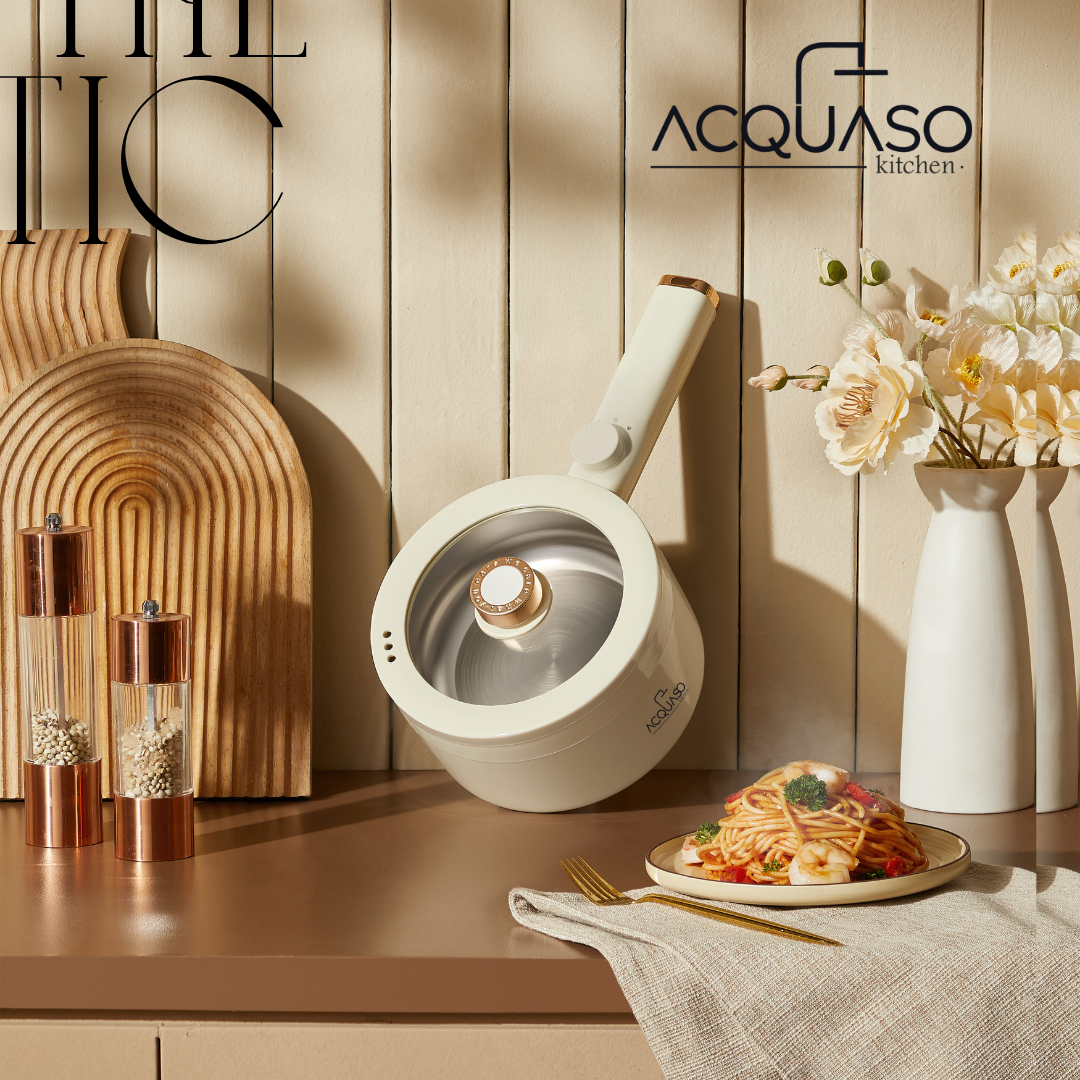 CURA PRO Multipurpose Electric Cooker | 1.8L Non-Stick Pot | 600W Fast Heating | Tempered Glass Lid | Stir Fry, Boil, Steam, Roast | Compact Ramen & Hot Pot Cooker | Fulfilled by Acquaso