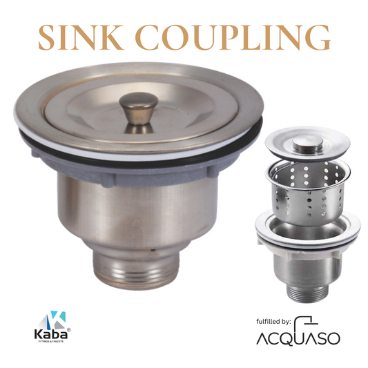 LAURET Stainless Steel 4-Inch Sink Coupling Jali – SS 304 Waste Coupling for Kitchen Sink/Drain Outlet | Marble Finish | Heavy-Duty Drain Strainer Basket | Silver