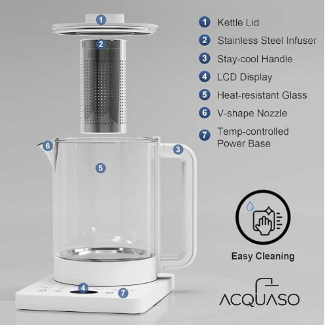 BoilPro Electric Kettle | 1.5L Glass Kettle with Auto Shut-Off & Boil-Dry Protection | 800W Fast Boiling Portable Kettle for Home, Office, Hotel