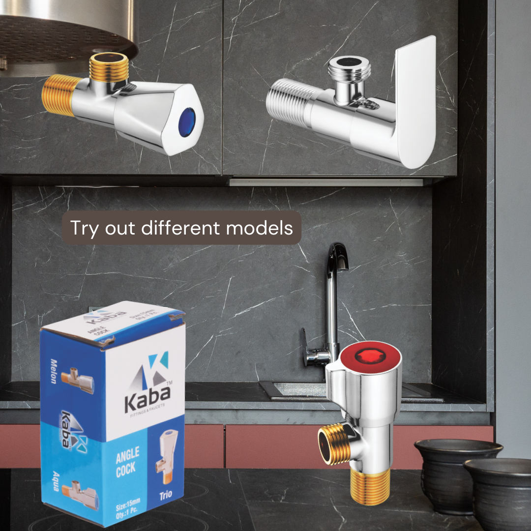 KABA Melon Brass Angle Valve ½ Inch | Chrome Finish | Wall-Mounted Stop Valve for Bathroom & Kitchen